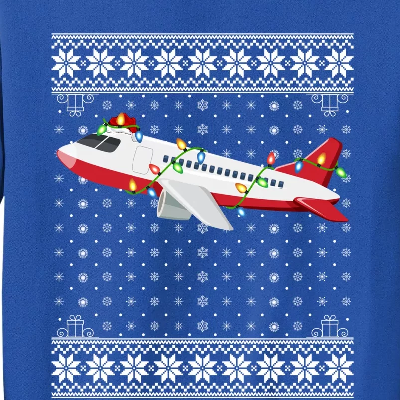 Airplane Xmas Ugly Sweater Santa Lighting Airplane Christmas Cute Gift Tall Sweatshirt