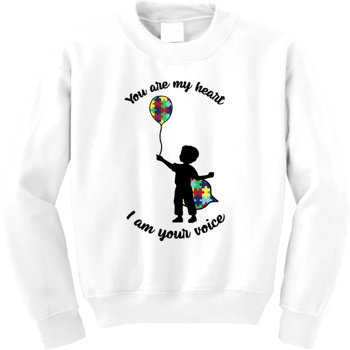 Autism You Are My Heart I Am Your Voice Autism Awareness Day Kids Sweatshirt