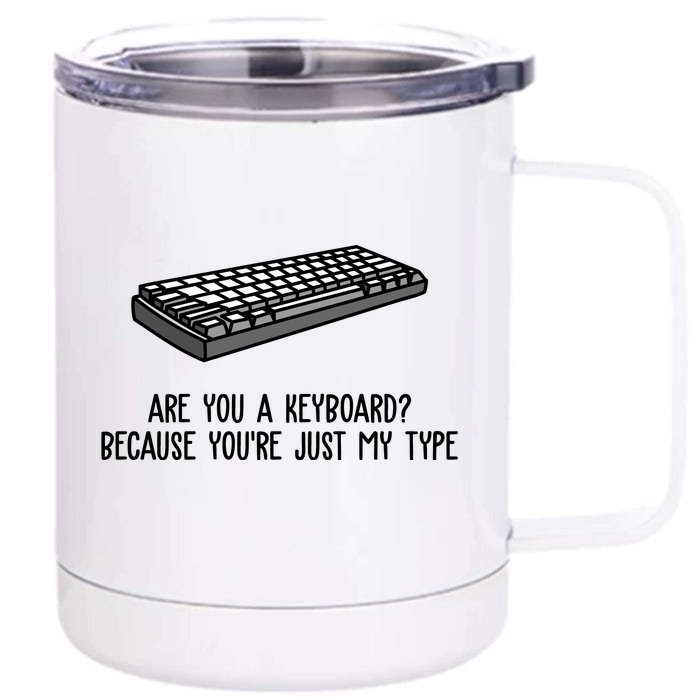 Are You A Keyboard Because You're Just My Type Funny Front & Back 12oz Stainless Steel Tumbler Cup