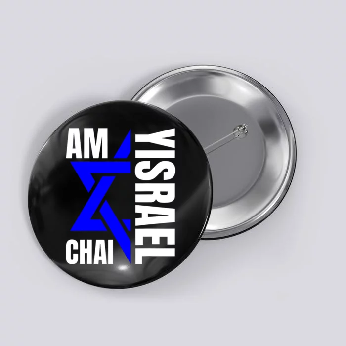 Am Yisrael Chai Israel Star Of David Button