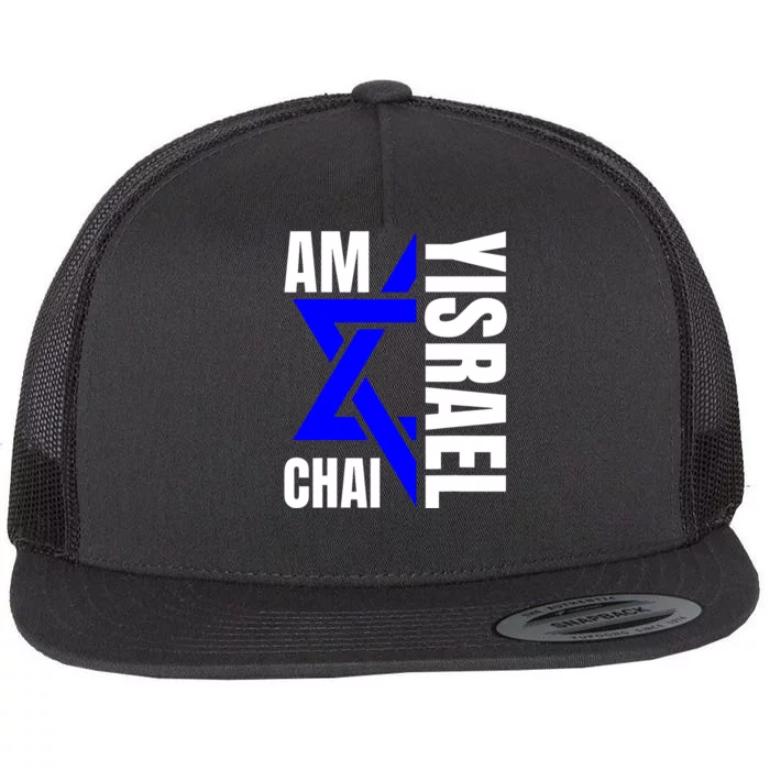 Am Yisrael Chai Israel Star Of David Flat Bill Trucker Hat