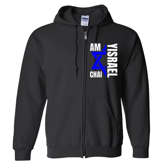 Am Yisrael Chai Israel Star Of David Full Zip Hoodie