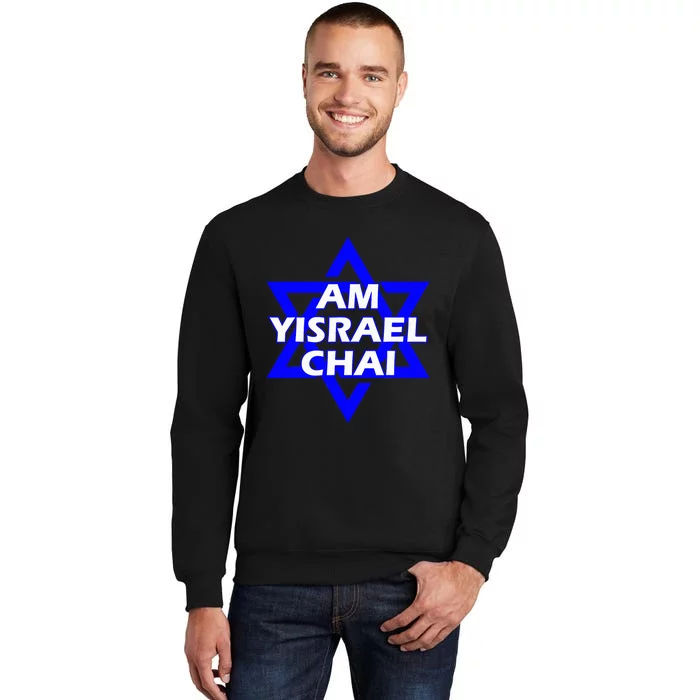 Am Yisrael Chai Israel Star Of David Tall Sweatshirt