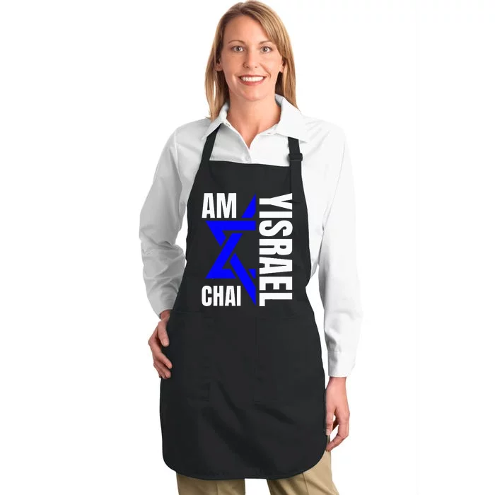 Am Yisrael Chai Israel Star of David Full-Length Apron With Pocket