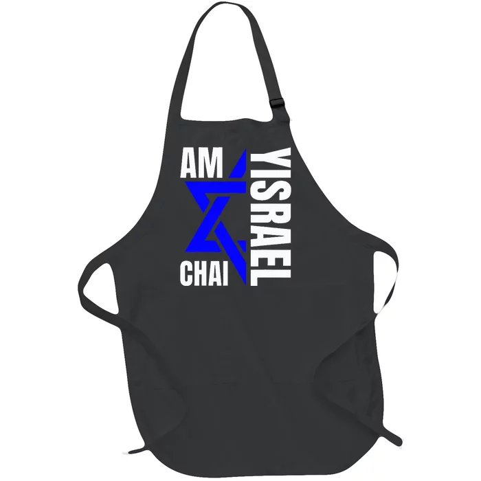 Am Yisrael Chai Israel Star of David Full-Length Apron With Pocket