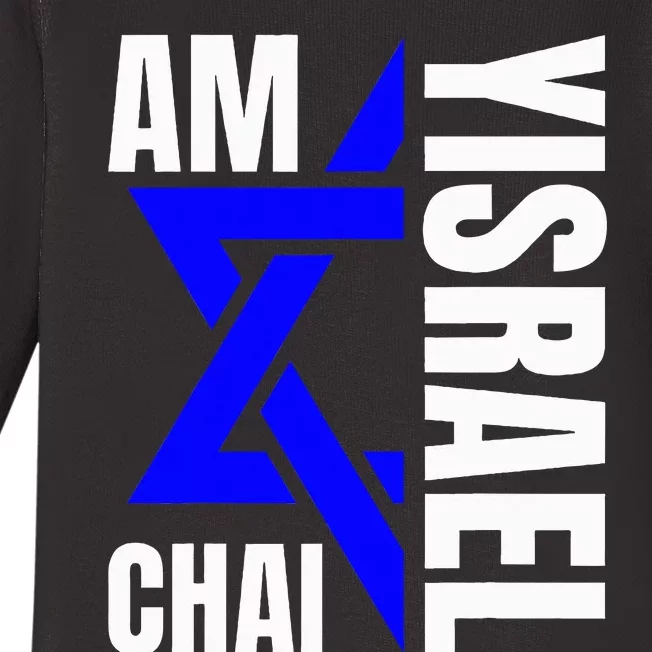 Am Yisrael Chai Israel Star of David Baby Long Sleeve Bodysuit