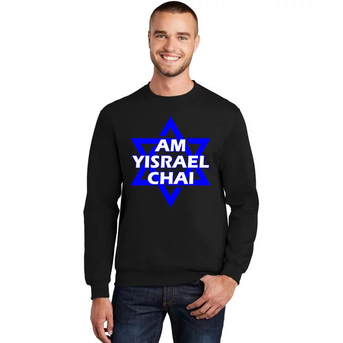 Am Yisrael Chai Israel Star Of David Tall Sweatshirt