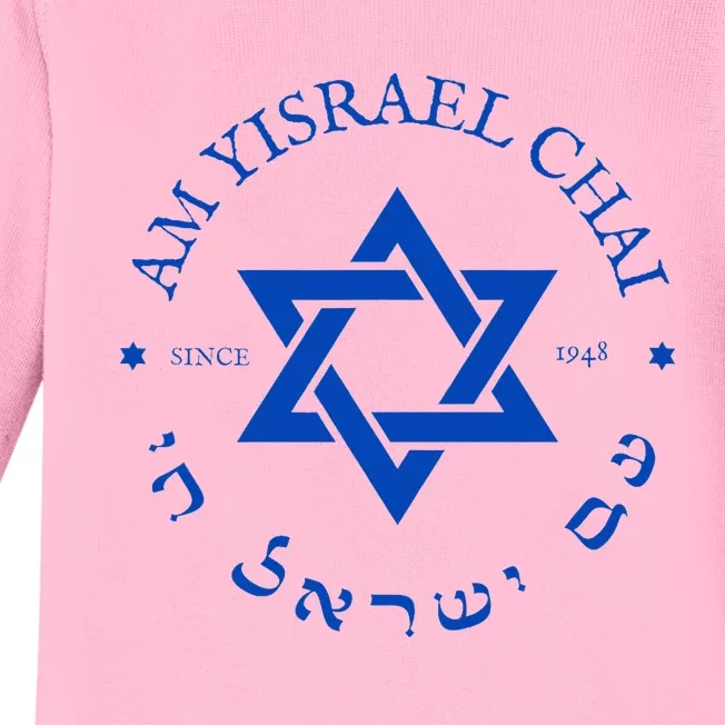 Am Yisrael Chai 1948 Hebrew Israel Jewish Star Of David I Baby Long Sleeve Bodysuit