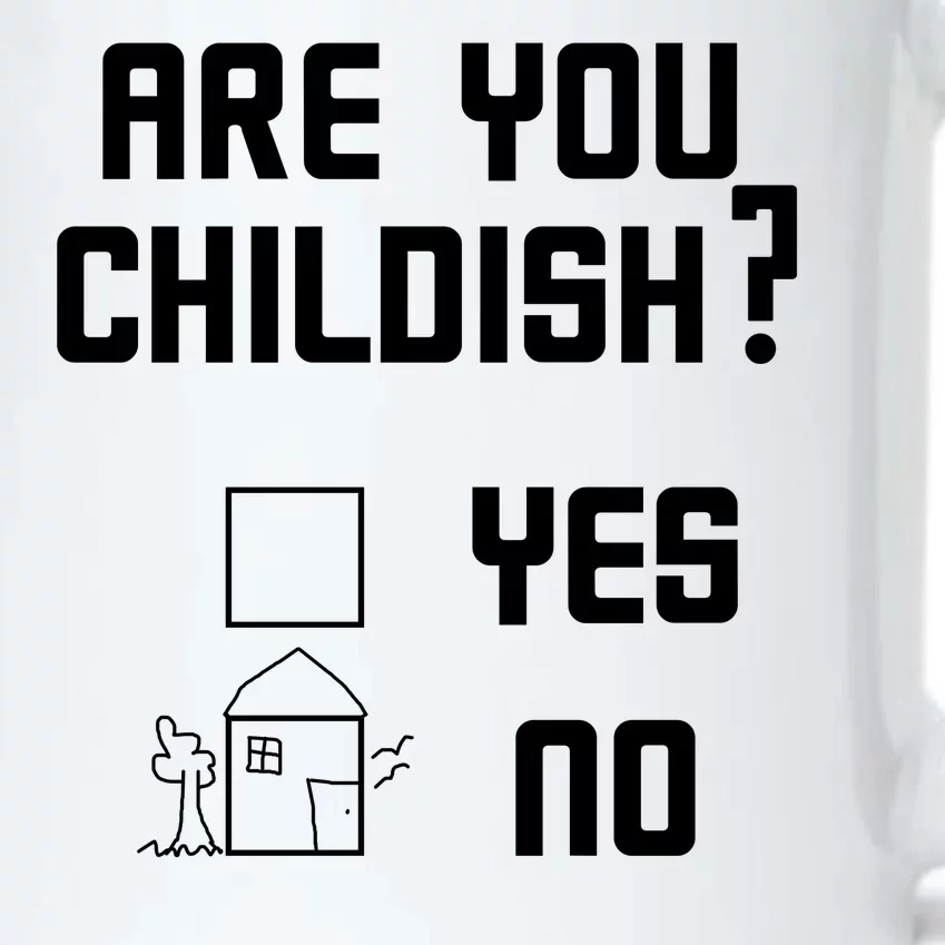 Are You Childish? Funny Adultish Cartoon Drawing Black Color Changing Mug