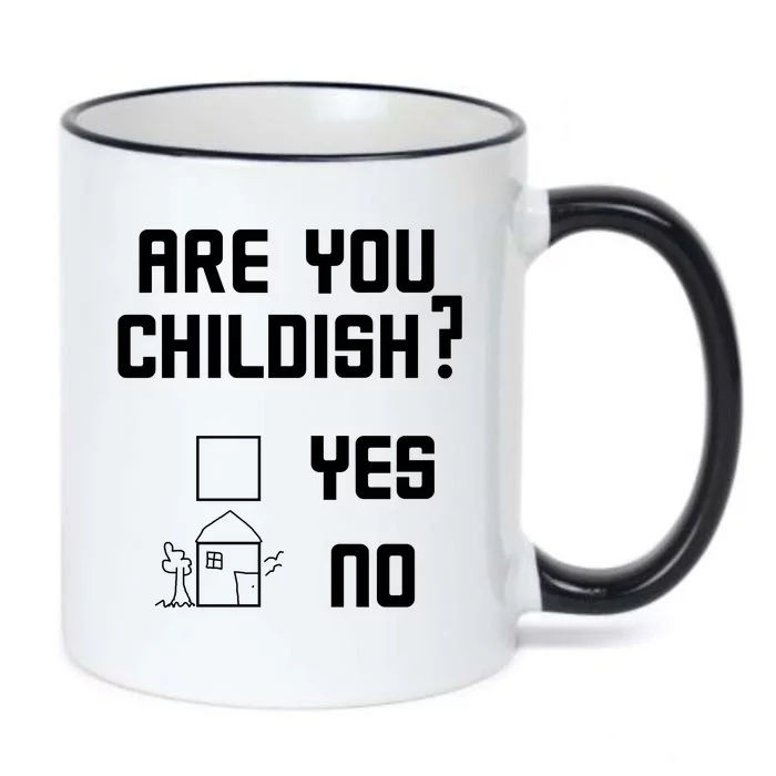 Are You Childish? Funny Adultish Cartoon Drawing Black Color Changing Mug