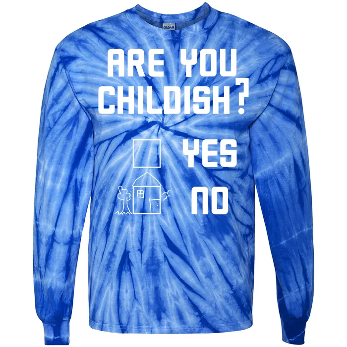 Are You Childish? Funny Adultish Cartoon Drawing Tie-Dye Long Sleeve Shirt