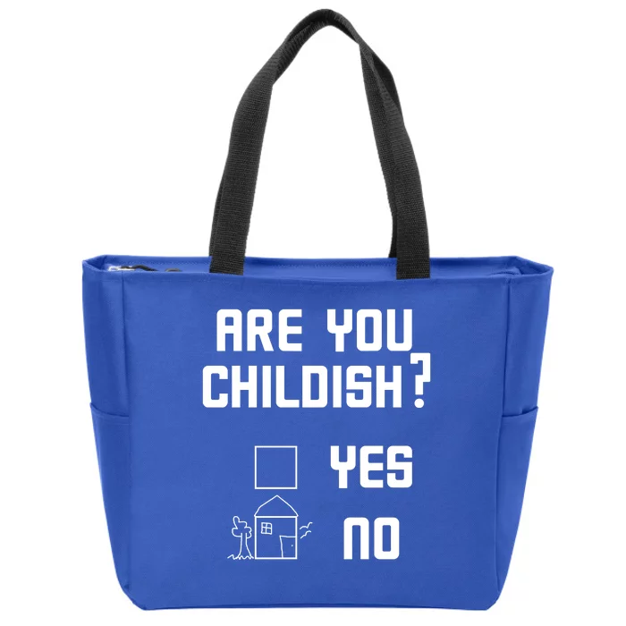 Are You Childish? Funny Adultish Cartoon Drawing Zip Tote Bag