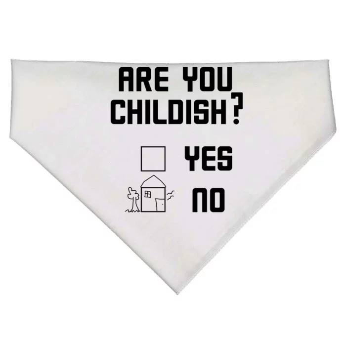 Are You Childish? Funny Adultish Cartoon Drawing USA-Made Doggie Bandana