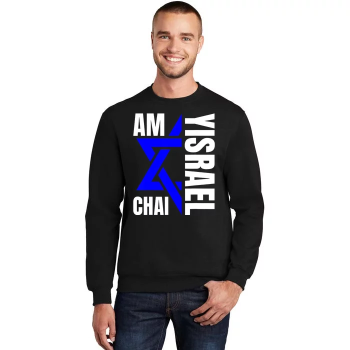 Am Yisrael Chai Israel Star Of David Tall Sweatshirt