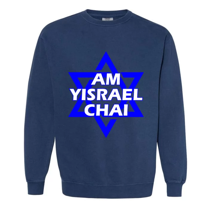 Am Yisrael Chai Israel Star Of David Garment-Dyed Sweatshirt