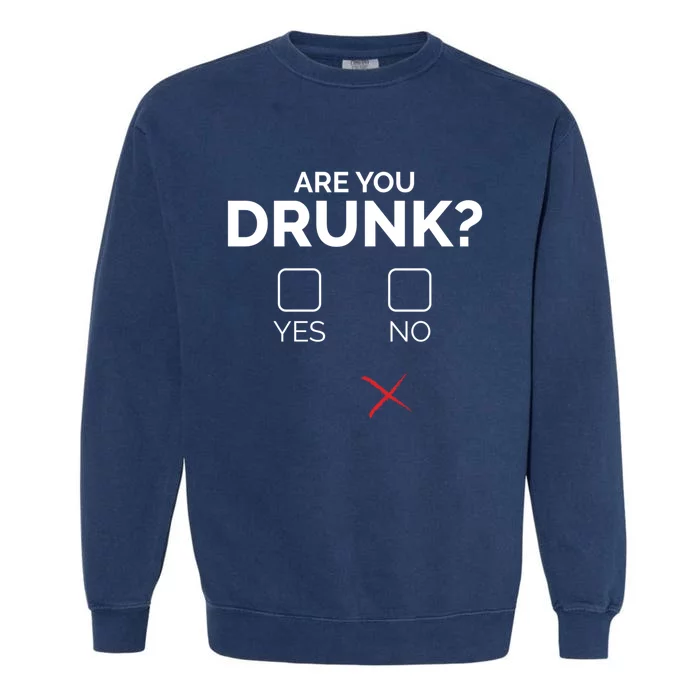 Are You Drunk Check The Box Great Gift Garment-Dyed Sweatshirt