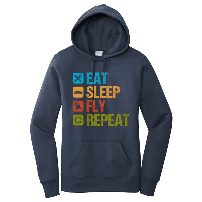 Aerial Yoga Eat Sleep Repeat Aerialist Trapeze Artist Cool Gift Women's Pullover Hoodie