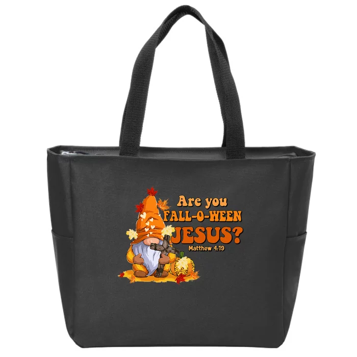 Are You Fall O Ween Jesus Fall Christian Gnome Zip Tote Bag