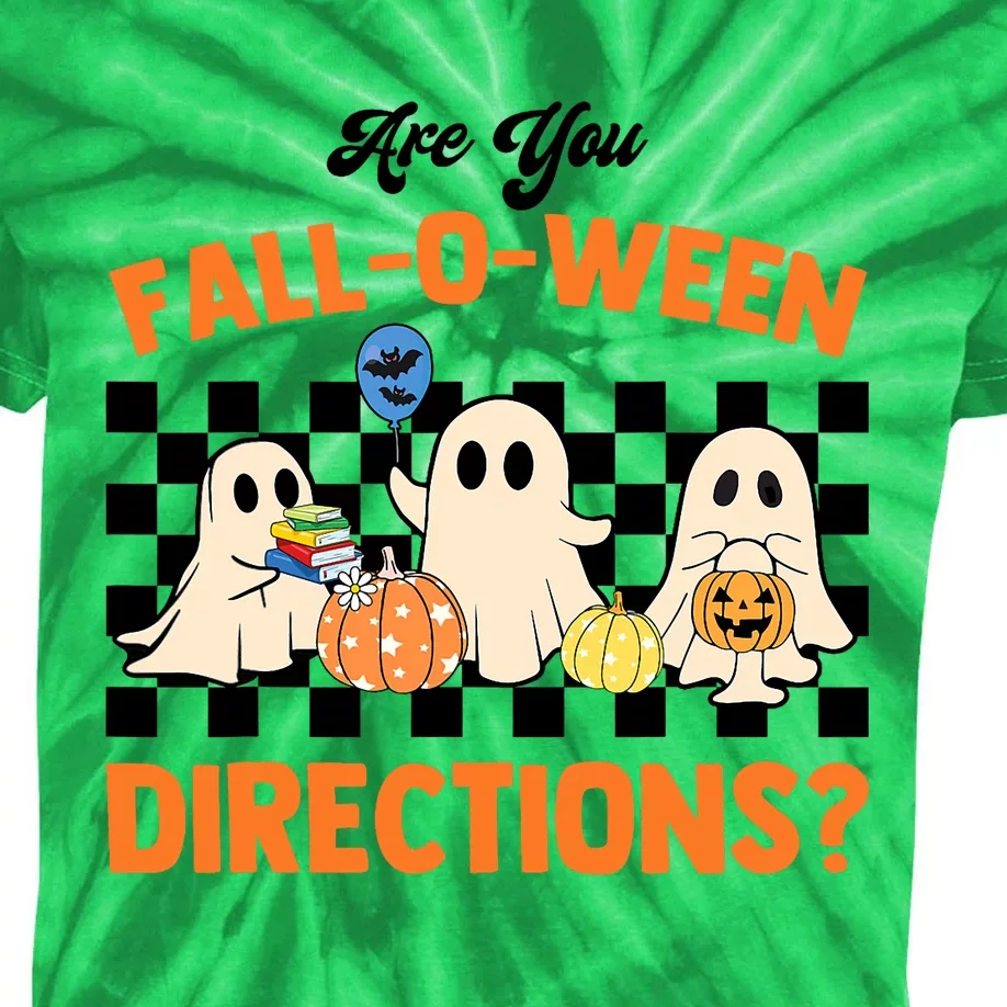 Are You Falloween Directions Ghost Christian Halloween Kids Tie-Dye T-Shirt