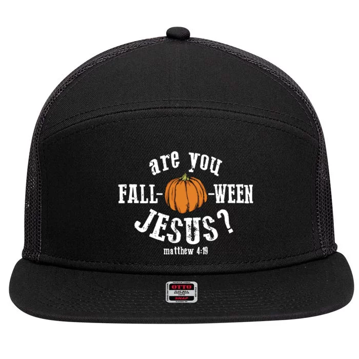 Are You Falloween Jesus Fall Christian 7 Panel Mesh Trucker Snapback Hat