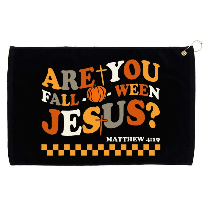 Are You Falloween Jesus Christian Halloween Pumpkin Gift Grommeted Golf Towel