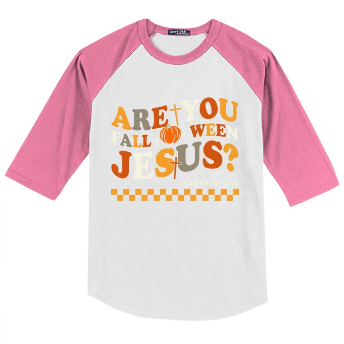 Are You Falloween Jesus Christian Halloween Pumpkin Gift Kids Colorblock Raglan Jersey