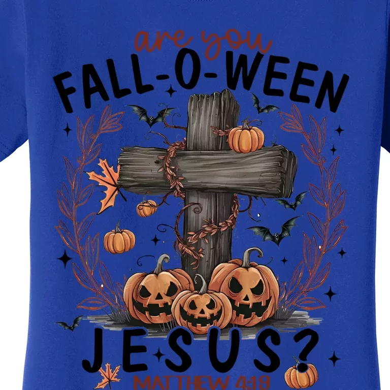 Are You Falloween Jesus Pumpkin Spooky Halloween Christian Gift Women's T-Shirt