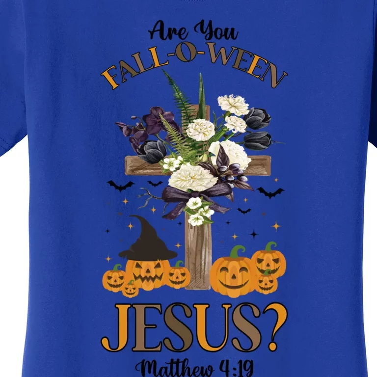 Are You Falloween Jesus Retro Halloween Pumpkin Spooky Gift Women's T-Shirt