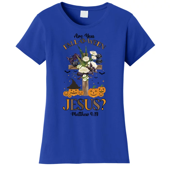 Are You Falloween Jesus Retro Halloween Pumpkin Spooky Gift Women's T-Shirt