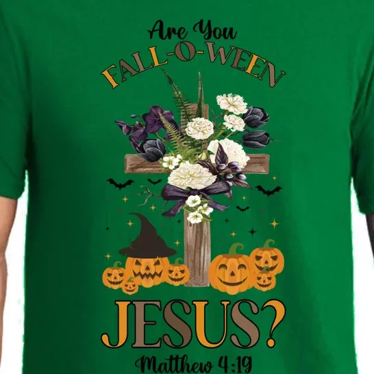 Are You Falloween Jesus Retro Halloween Pumpkin Spooky Gift Pajama Set