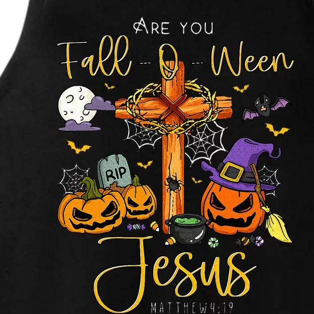 Are You Fall O Ween Jesus Matthew Christian Faith Halloween Ladies Tri-Blend Wicking Tank