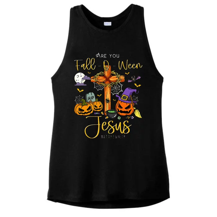 Are You Fall O Ween Jesus Matthew Christian Faith Halloween Ladies Tri-Blend Wicking Tank