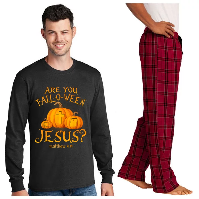 Are You Falloween Jesus Christian Halloween Pumpkin Long Sleeve Pajama Set