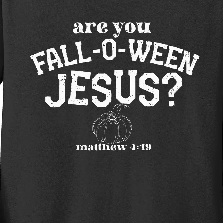 Are You Fall O Ween Jesus Retro Pumpkins Christian Halloween Kids Long Sleeve Shirt