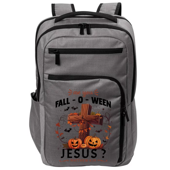 Are You Falloween Jesus Cross Pumpkins Christian Faith Gift Impact Tech Backpack