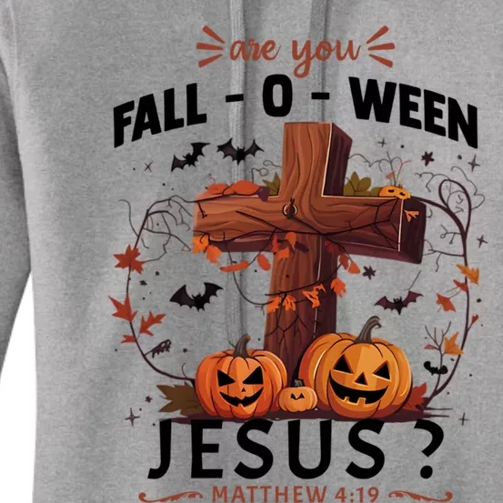 Are You Falloween Jesus Cross Pumpkins Christian Faith Gift Women's Pullover Hoodie