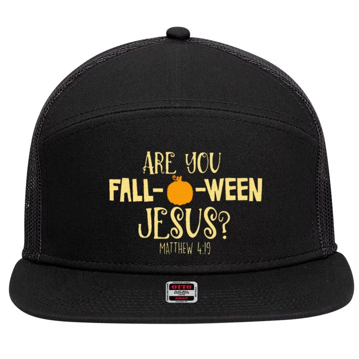 Are You Fall O Ween Jesus Christian Fall Halloween 7 Panel Mesh Trucker Snapback Hat