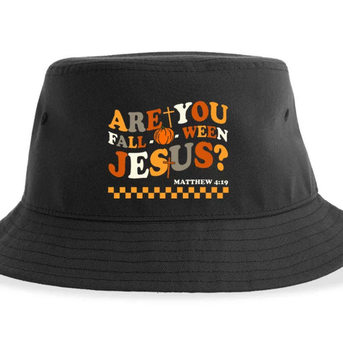 Are You Falloween Jesus Christian Halloween Pumpkin Sustainable Bucket Hat