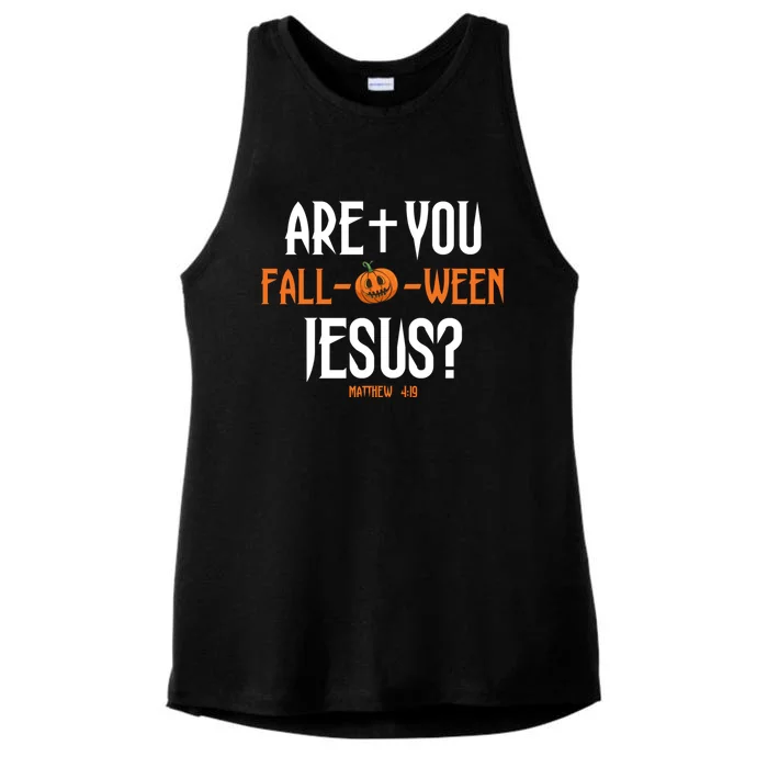 Are You Falloween Jesus Pumpkin Cute Christian Halloween Meaningful Gift Ladies Tri-Blend Wicking Tank