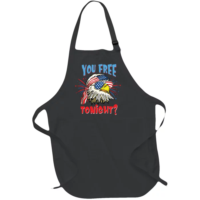 Are You Free Tonight 4th Of July American Bald Eagle Full-Length Apron With Pocket