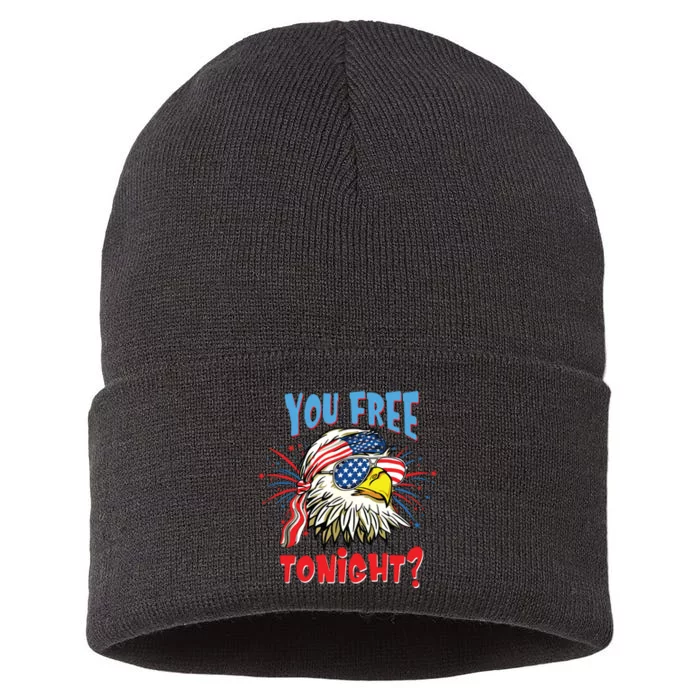 Are You Free Tonight 4th Of July American Bald Eagle Sustainable Knit Beanie