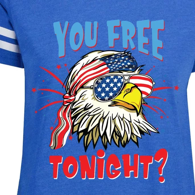 Are You Free Tonight 4th Of July American Bald Eagle Enza Ladies Jersey Football T-Shirt