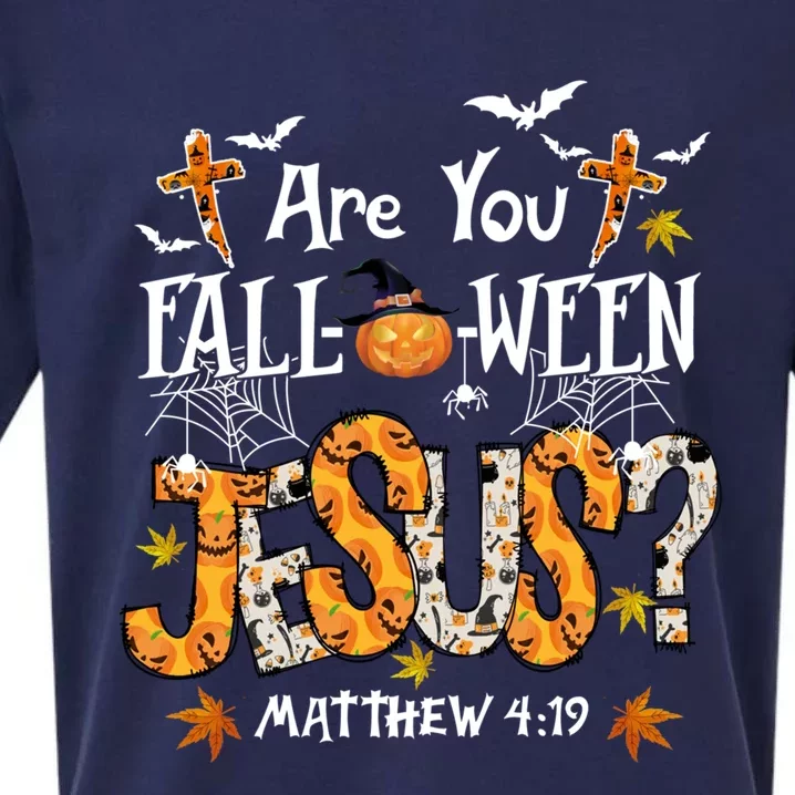 Are You Fallgiftogiftween Jesus Halloween Jesus Faith Christian Gift Sueded Cloud Jersey T-Shirt