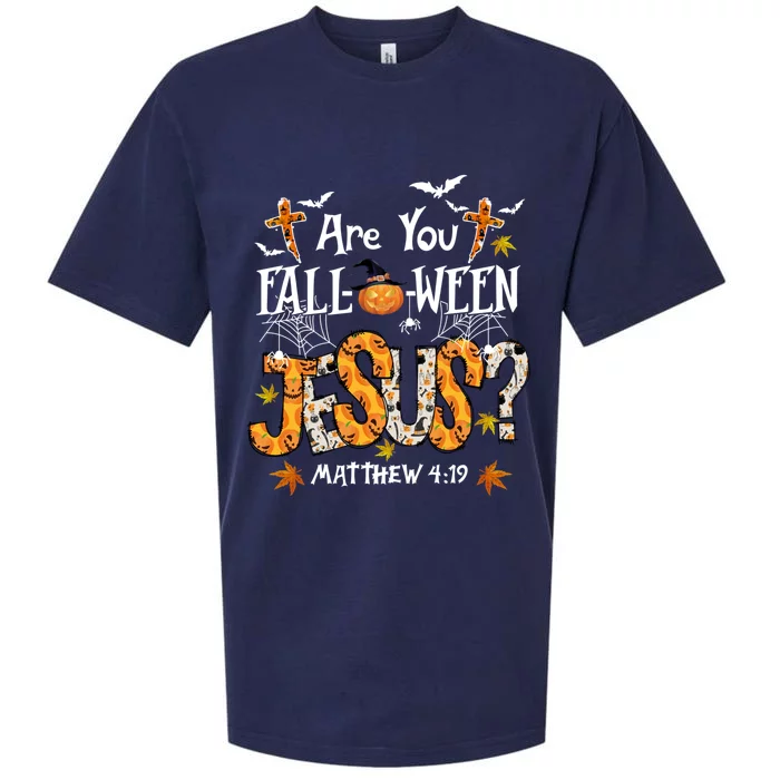 Are You Fallgiftogiftween Jesus Halloween Jesus Faith Christian Gift Sueded Cloud Jersey T-Shirt