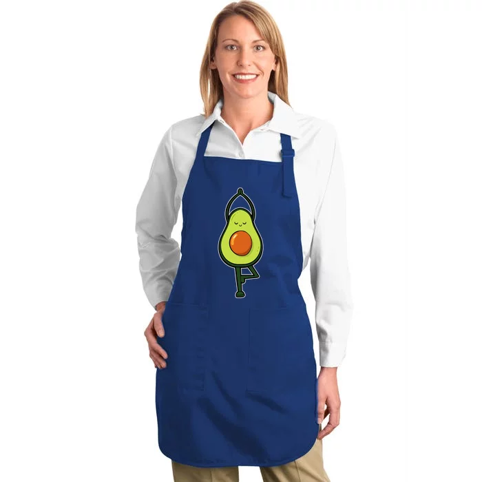 Avocado Yoga Fruit Tree Fitness Stressgiftrelief Exercise Gift Full-Length Apron With Pocket