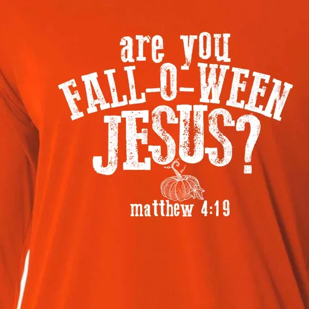 Are You Fall O Ween Jesus Funny Pumpkin Christian Halloween Cooling Performance Long Sleeve Crew