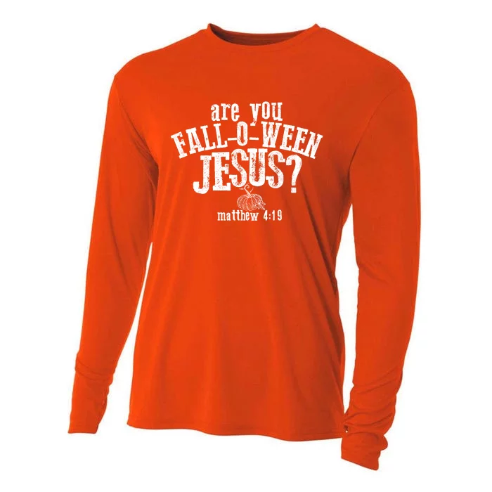 Are You Fall O Ween Jesus Funny Pumpkin Christian Halloween Cooling Performance Long Sleeve Crew