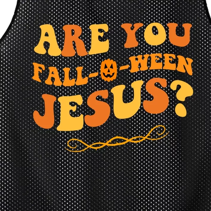 Are You Falloween Jesus? Cute Funny Halloween Fall Mesh Reversible Basketball Jersey Tank