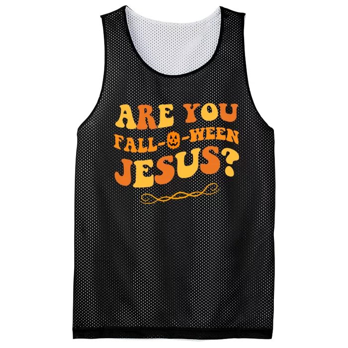 Are You Falloween Jesus? Cute Funny Halloween Fall Mesh Reversible Basketball Jersey Tank