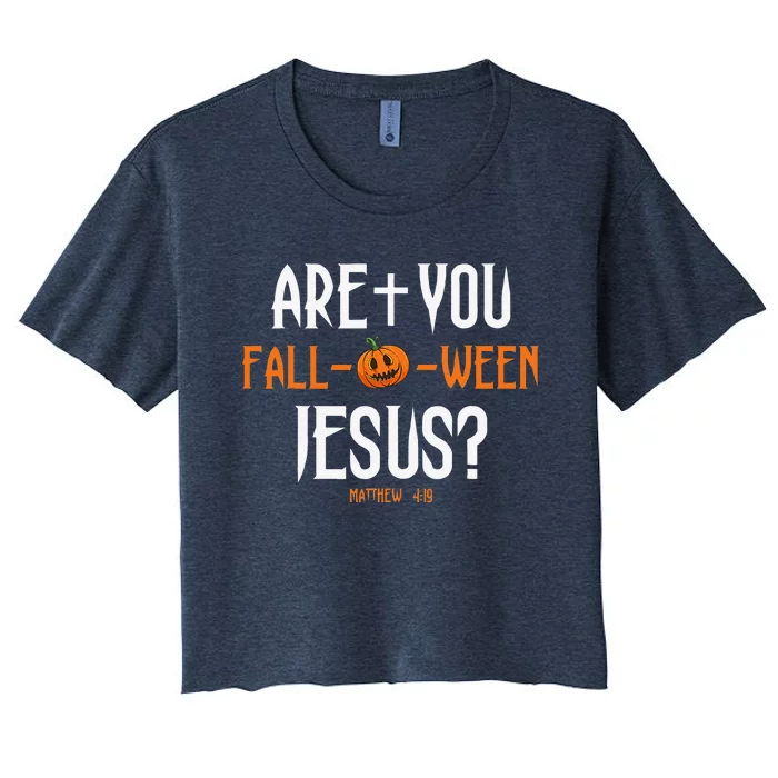 Are You FallOWeen Jesus Pumpkin Cute Christian Halloween Women's Crop Top Tee